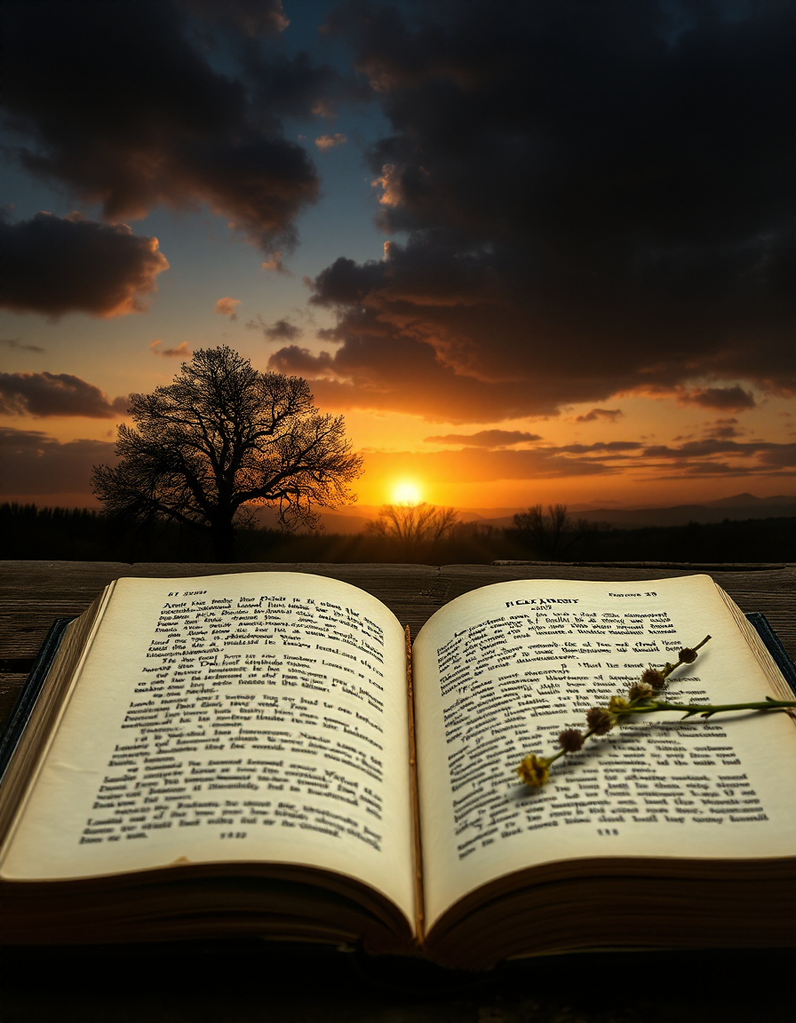 Apocalypse book at sunset