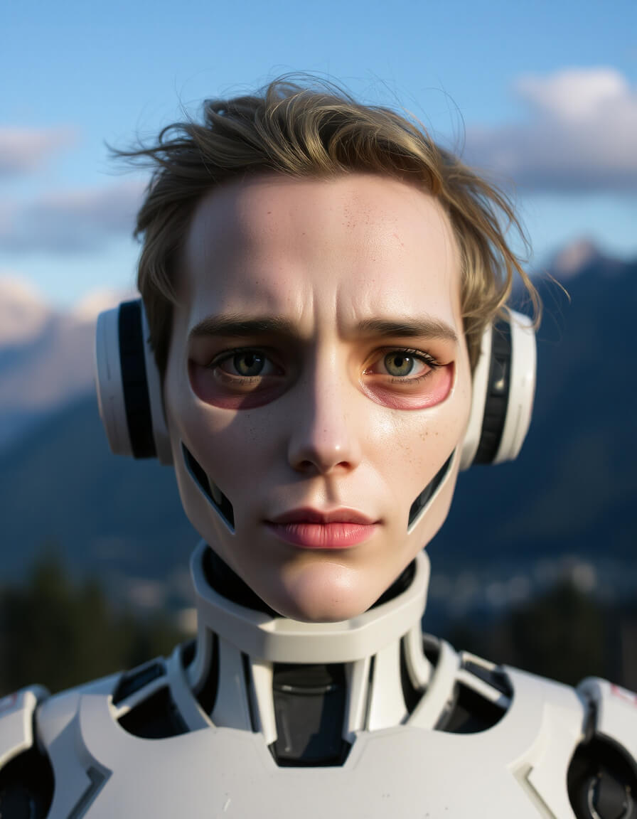 Human-robot with a deep, searching gaze