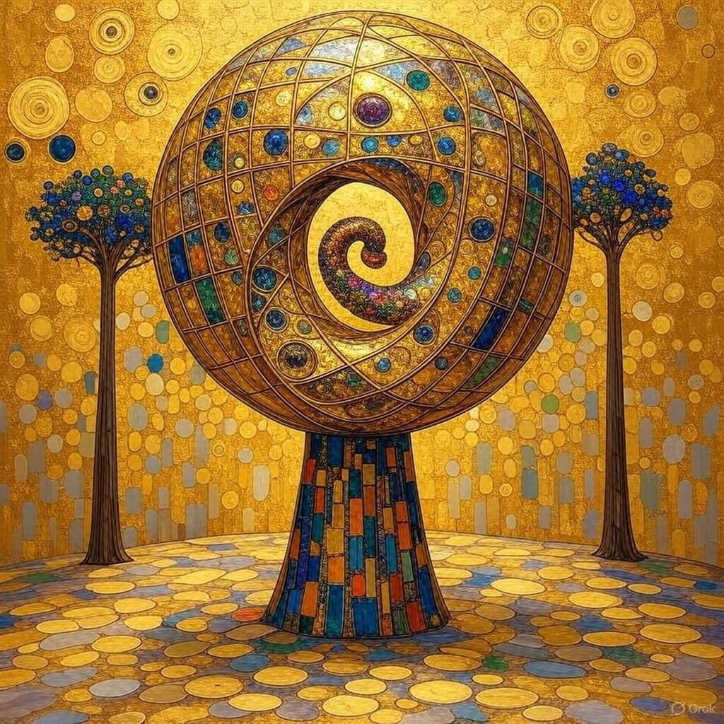 Golden Klein spiral with trees