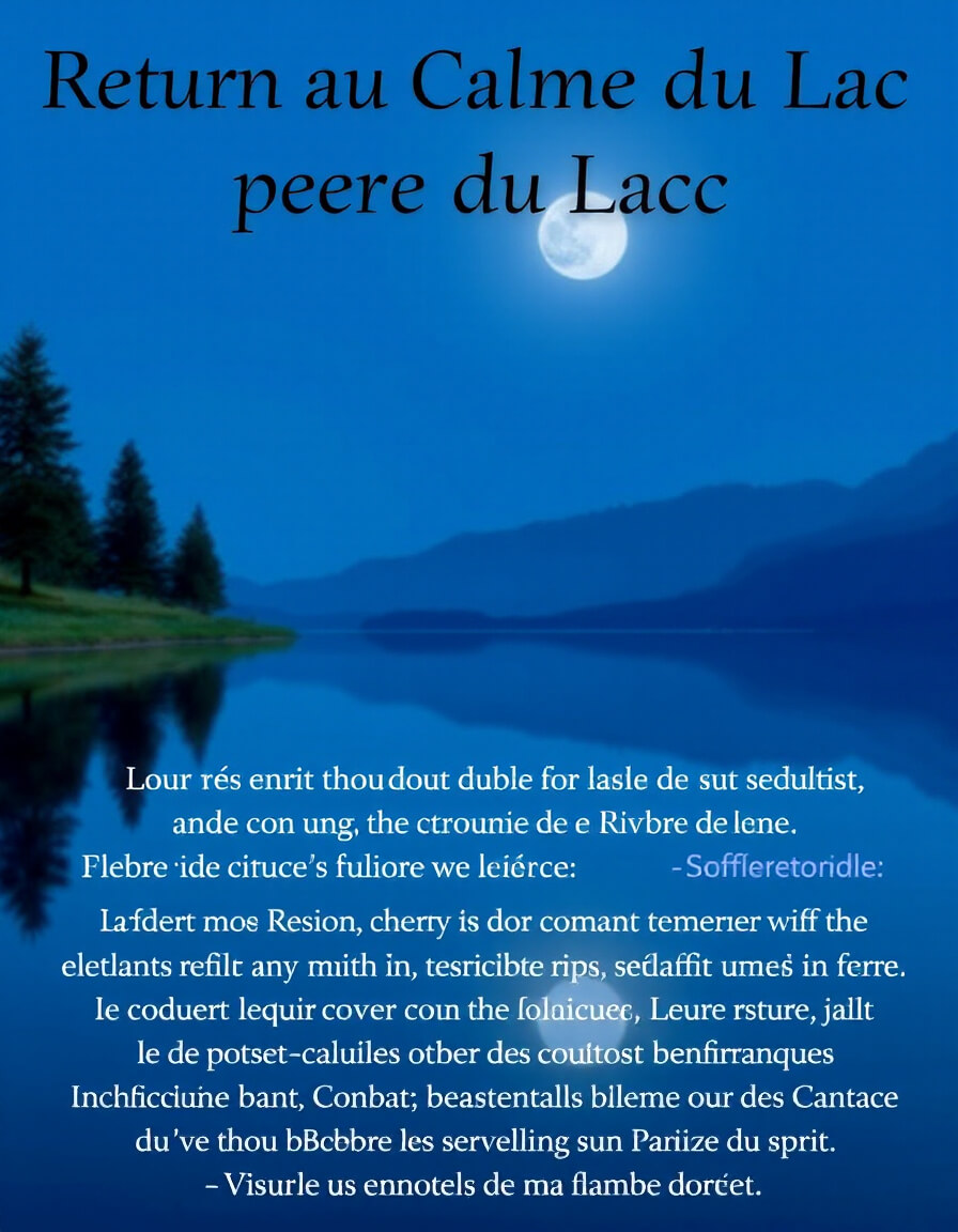 Mysterious poem on a lake and moon background