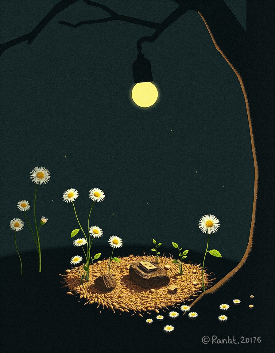 Sanctuary of flowers, book, light in the night, secret magic