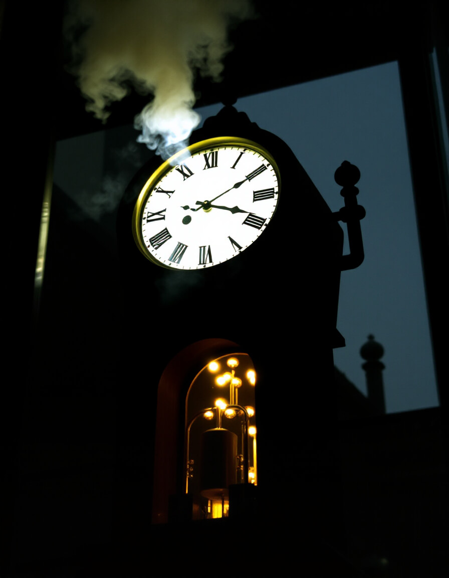 Dreamlike clock, suspended time, waking dream